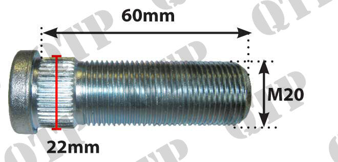 WHEEL STUD FOR STUB 20MM