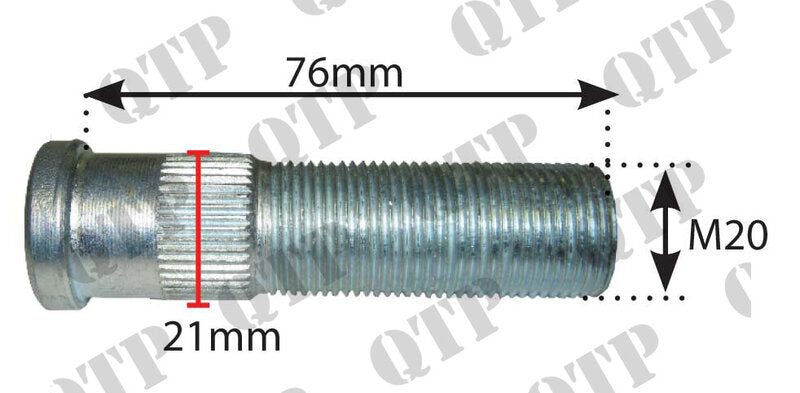 WHEEL STUD FOR DUAL WHEEL 20MM